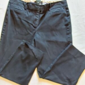 Talbots Perfect Crop Women's Pants Size 6P Navy Blue Mid Rise Pockets Split Seam